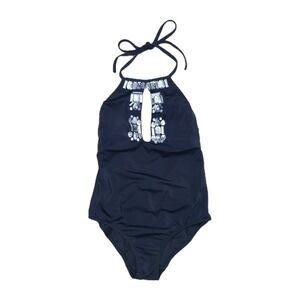 NEW Ted Baker Black Plunge One‎ Piece Swimsuit Jeweled Halter US 8 / Ted 3